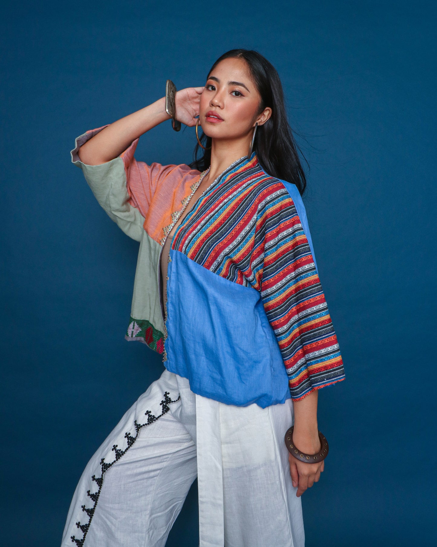 Color Blocking Poncho in Pisyabit, Hablon, and Kantarines Weaves