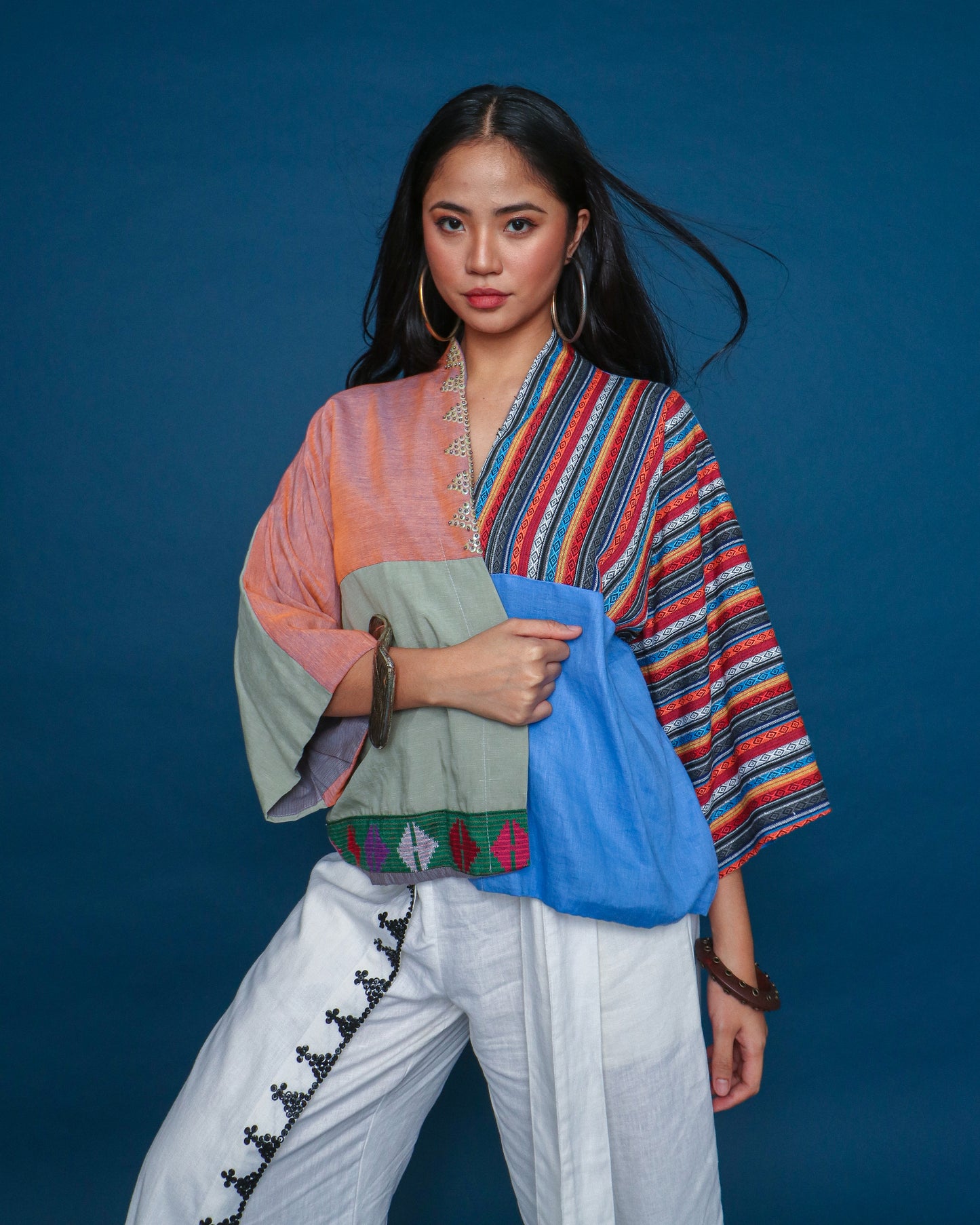 Color Blocking Poncho in Pisyabit, Hablon, and Kantarines Weaves