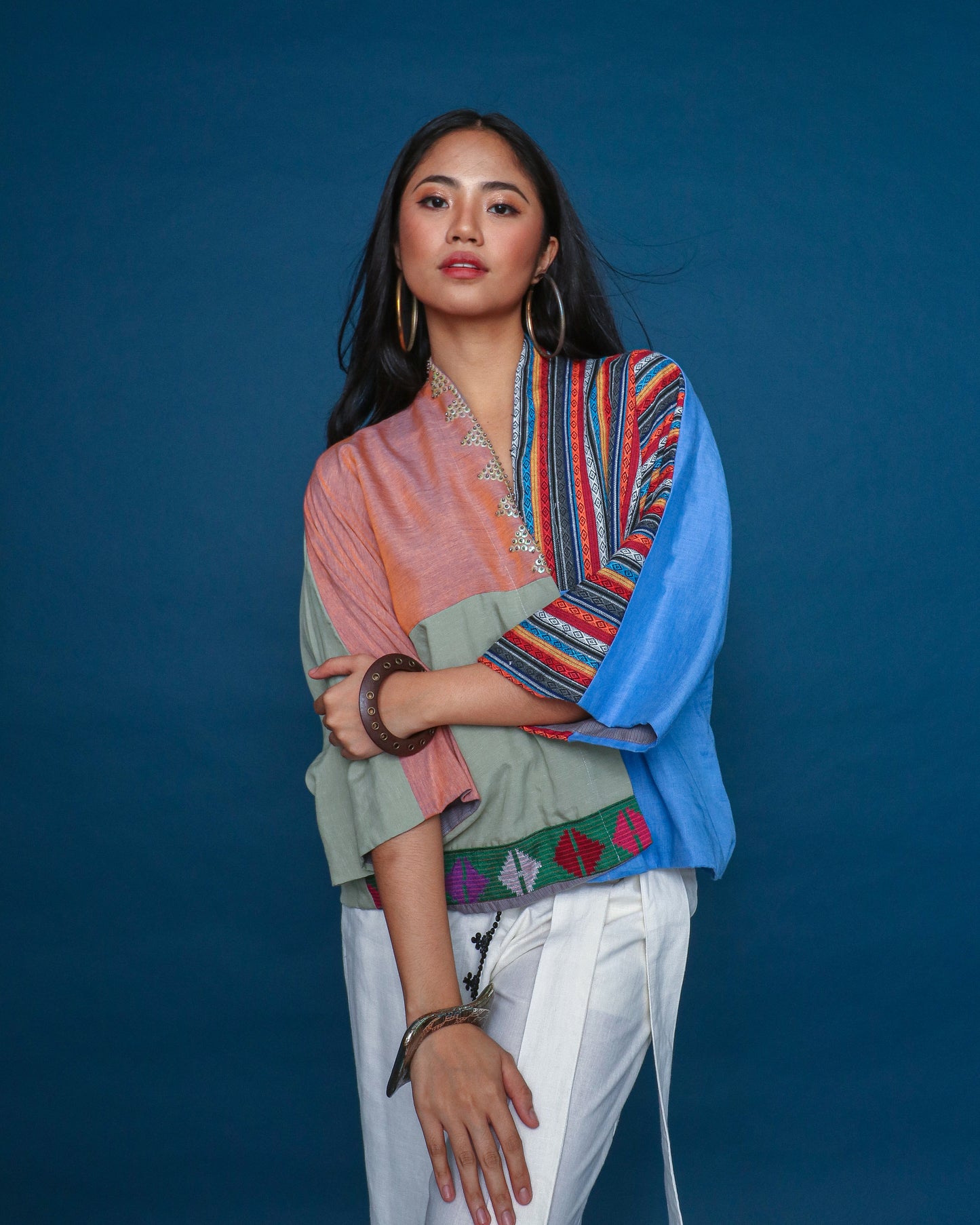 Color Blocking Poncho in Pisyabit, Hablon, and Kantarines Weaves