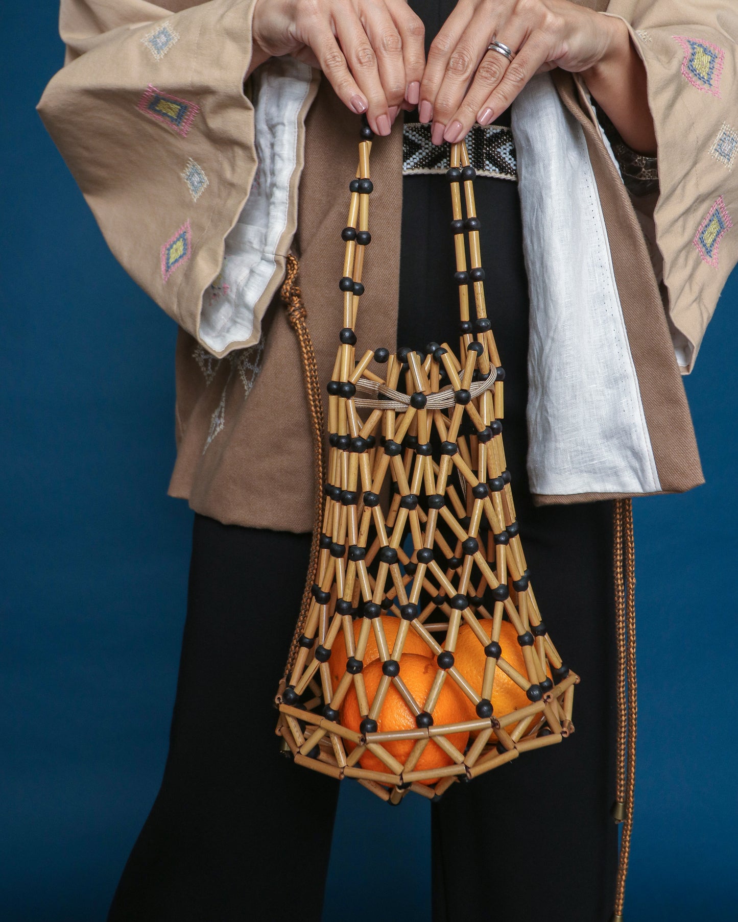 Todo Bigay Oversized Denim Jacket in Diamond Shaped Nesif Embroidery by Tboli Tribe