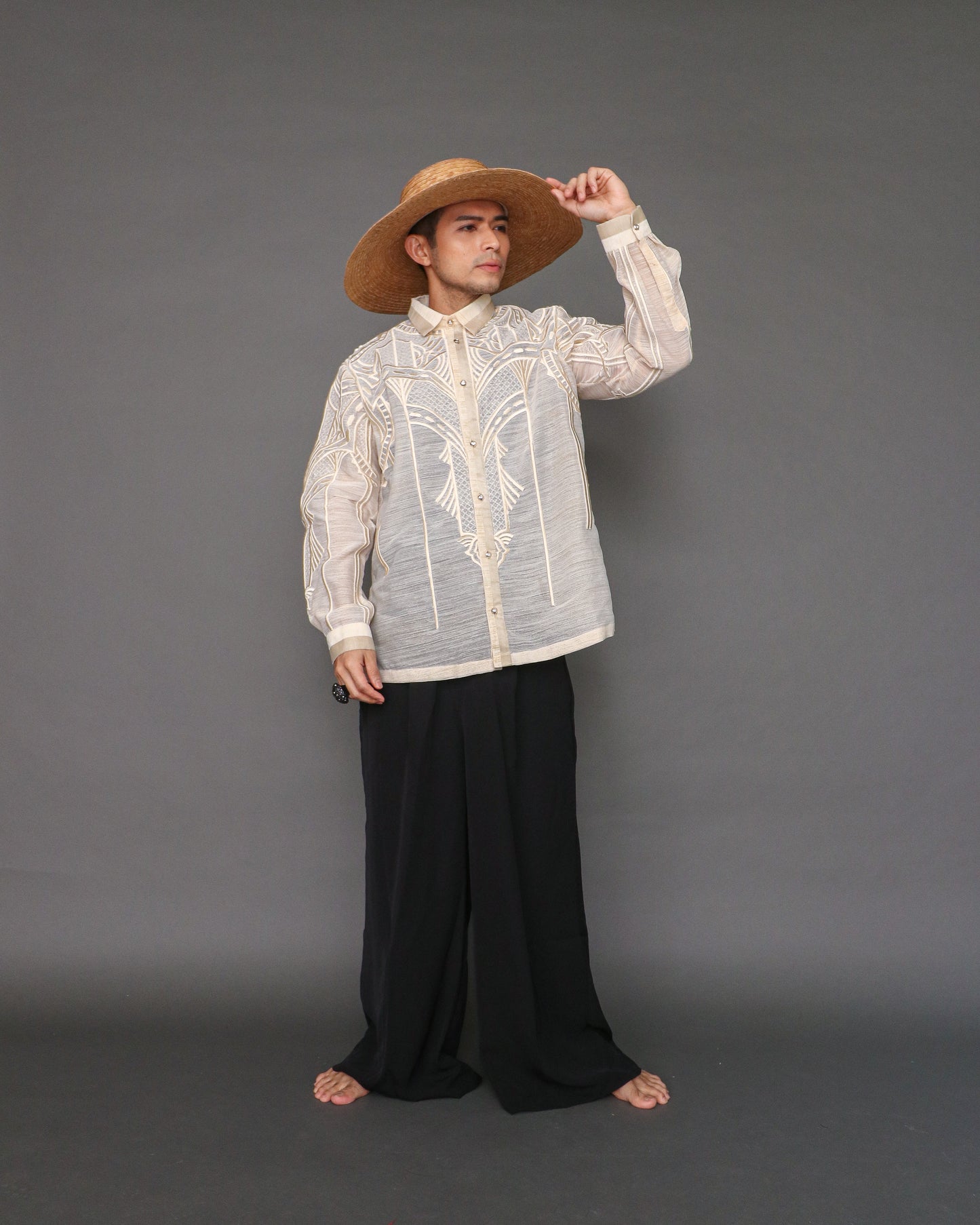 Balikatan Premium Pina Barong for Men in Geometric Pattern by Berches