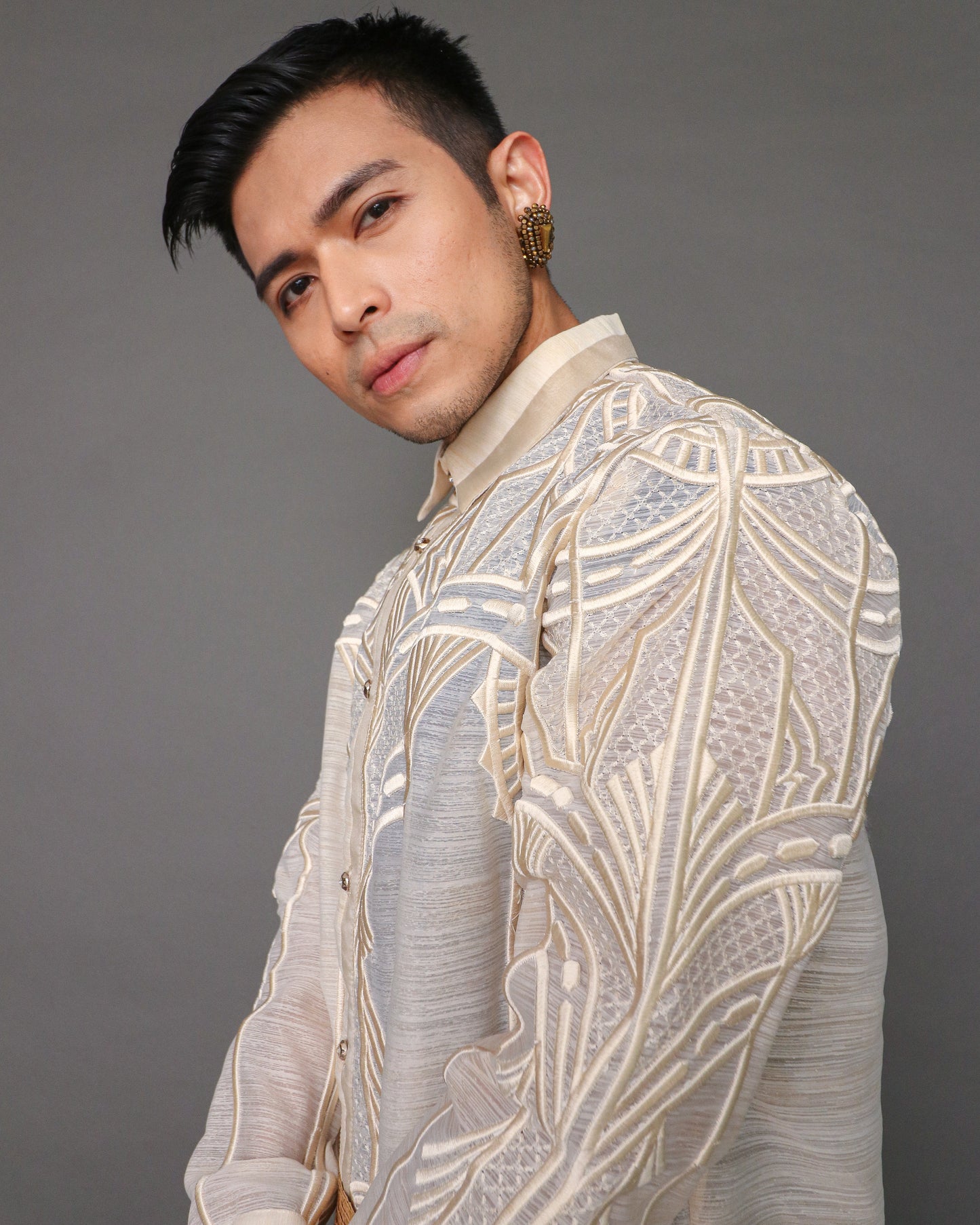 Balikatan Premium Pina Barong for Men in Geometric Pattern by Berches