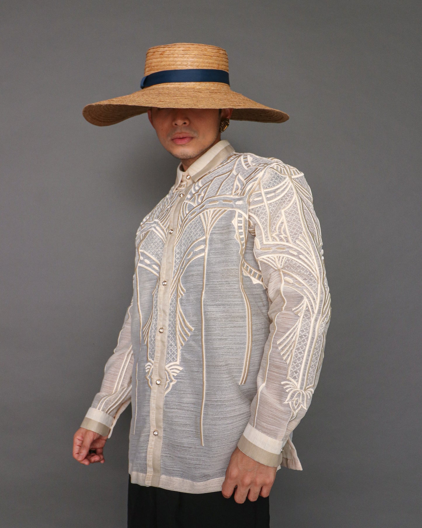 Balikatan Premium Pina Barong for Men in Geometric Pattern by Berches