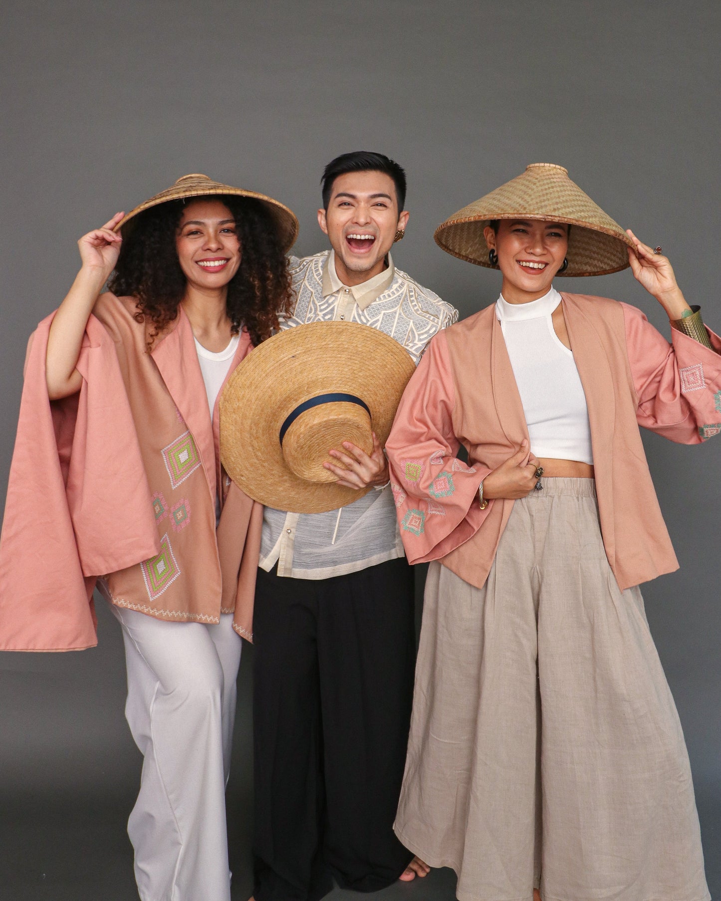 Balabal Kapa Versatile Cover Up Cape Poncho with Tboli Hand Embroidery in Muted Brown