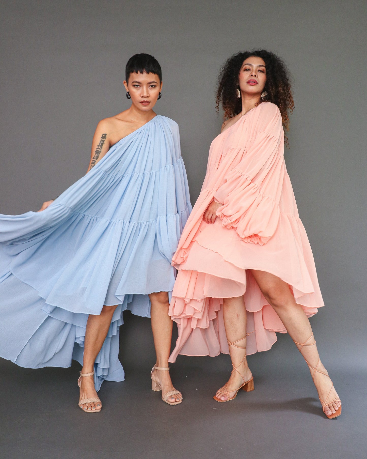 Head Turner Summer Event Dress in Super Flowy Soft Chiffon in Peach