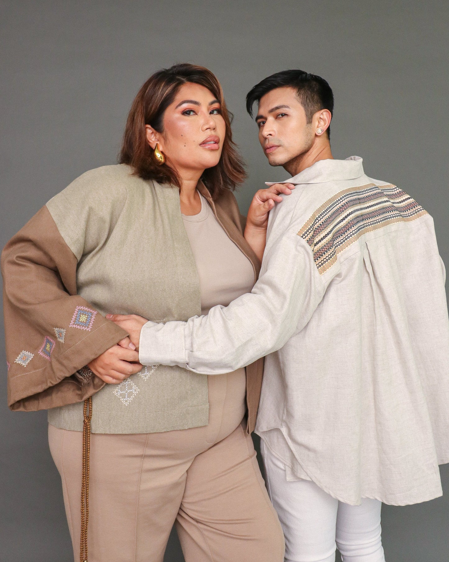 Magalang Men's Linen Long Sleeves Polo in Coffee Mocha
