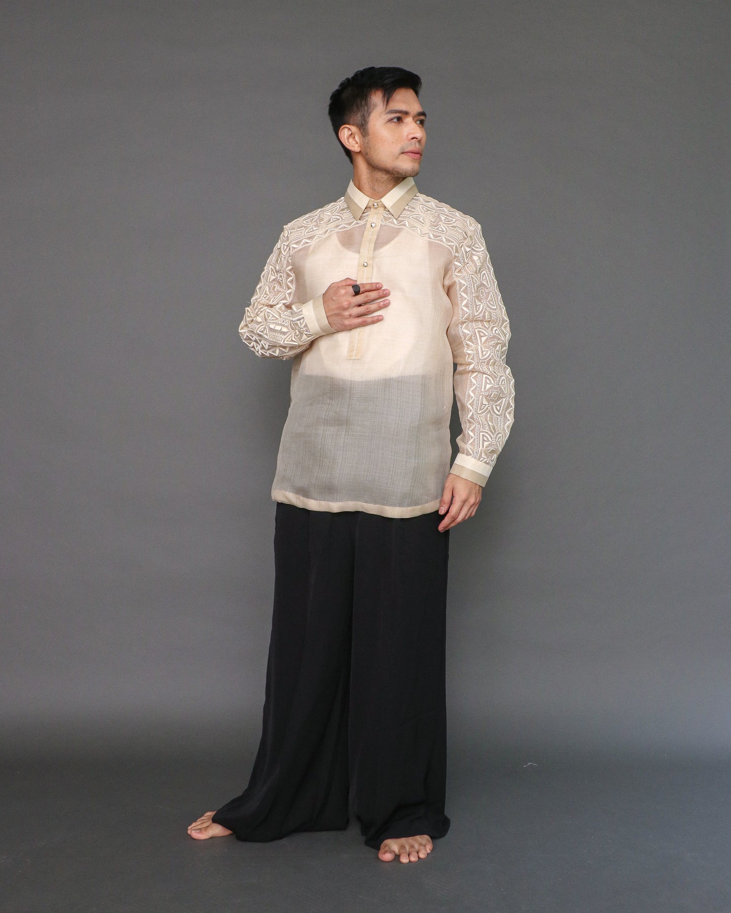 Matipuno Premium Pina Barong for Men in Geometric Pattern by Berches