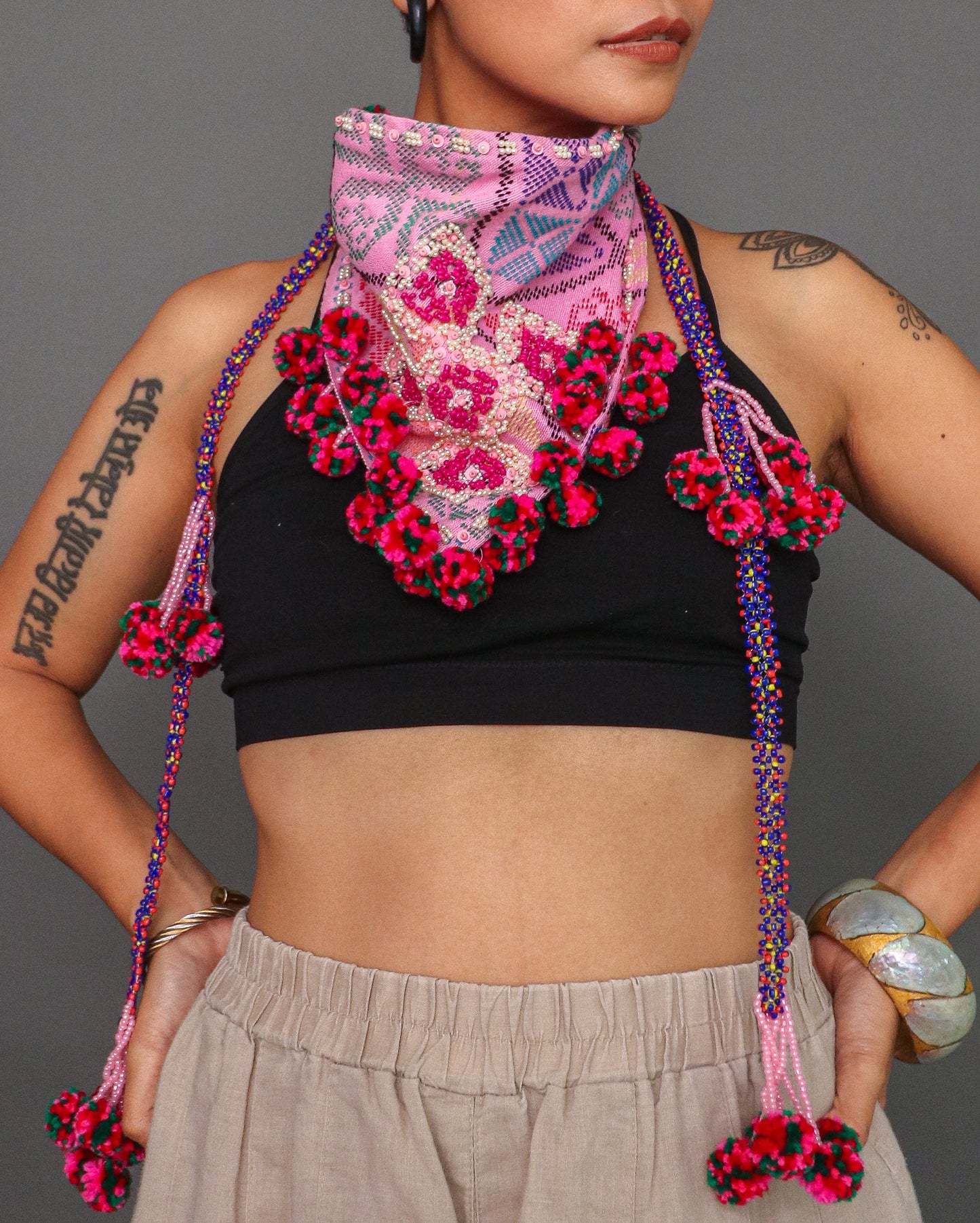 Tangkulo Scarf of Bagobo in Digos in Pink Yakan