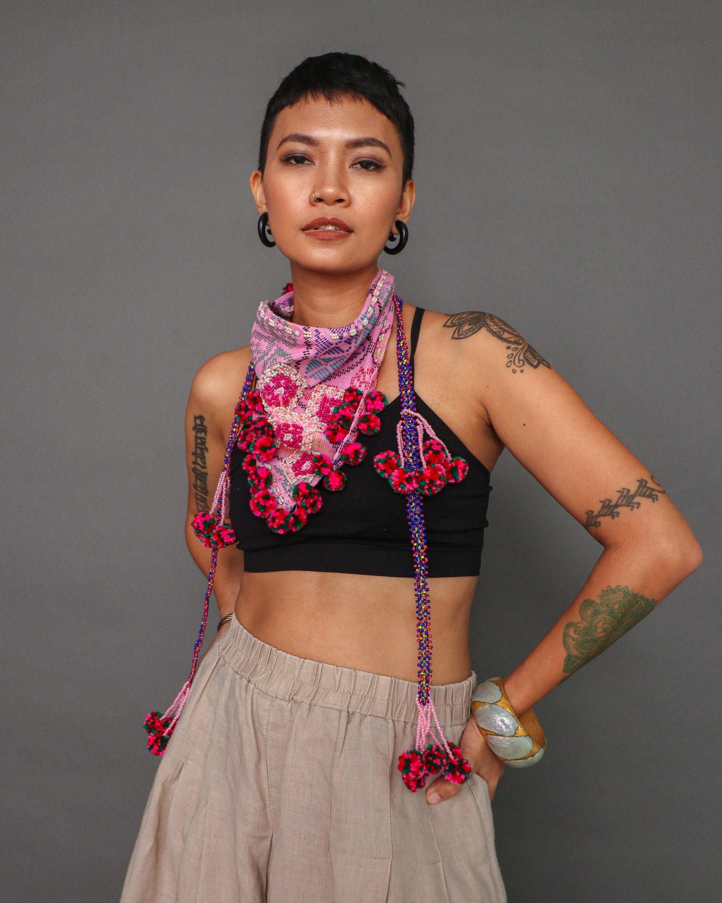 Tangkulo Scarf of Bagobo in Digos in Pink Yakan
