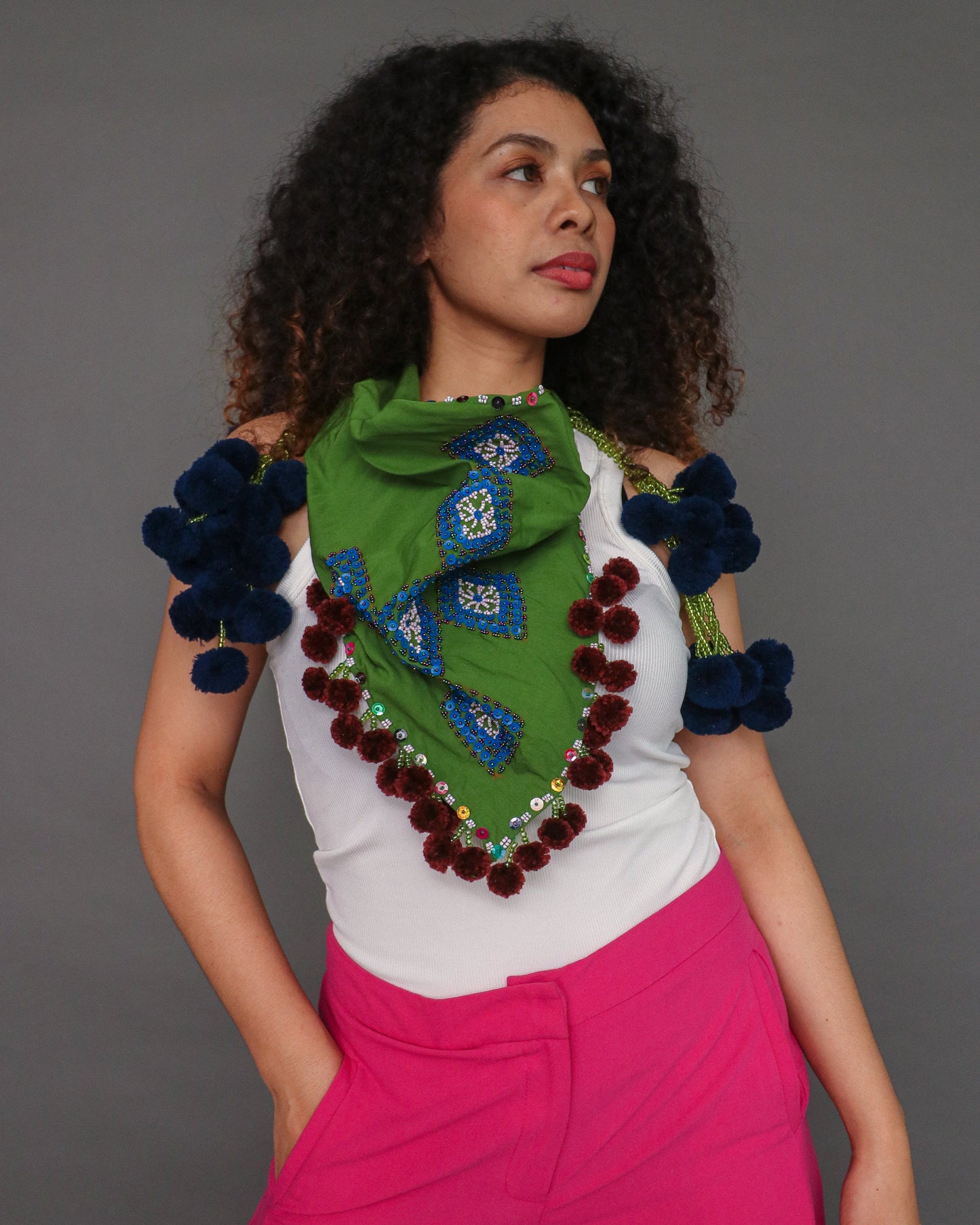 Tangkulo Scarf of Bagobo in Digos in Green & Brown