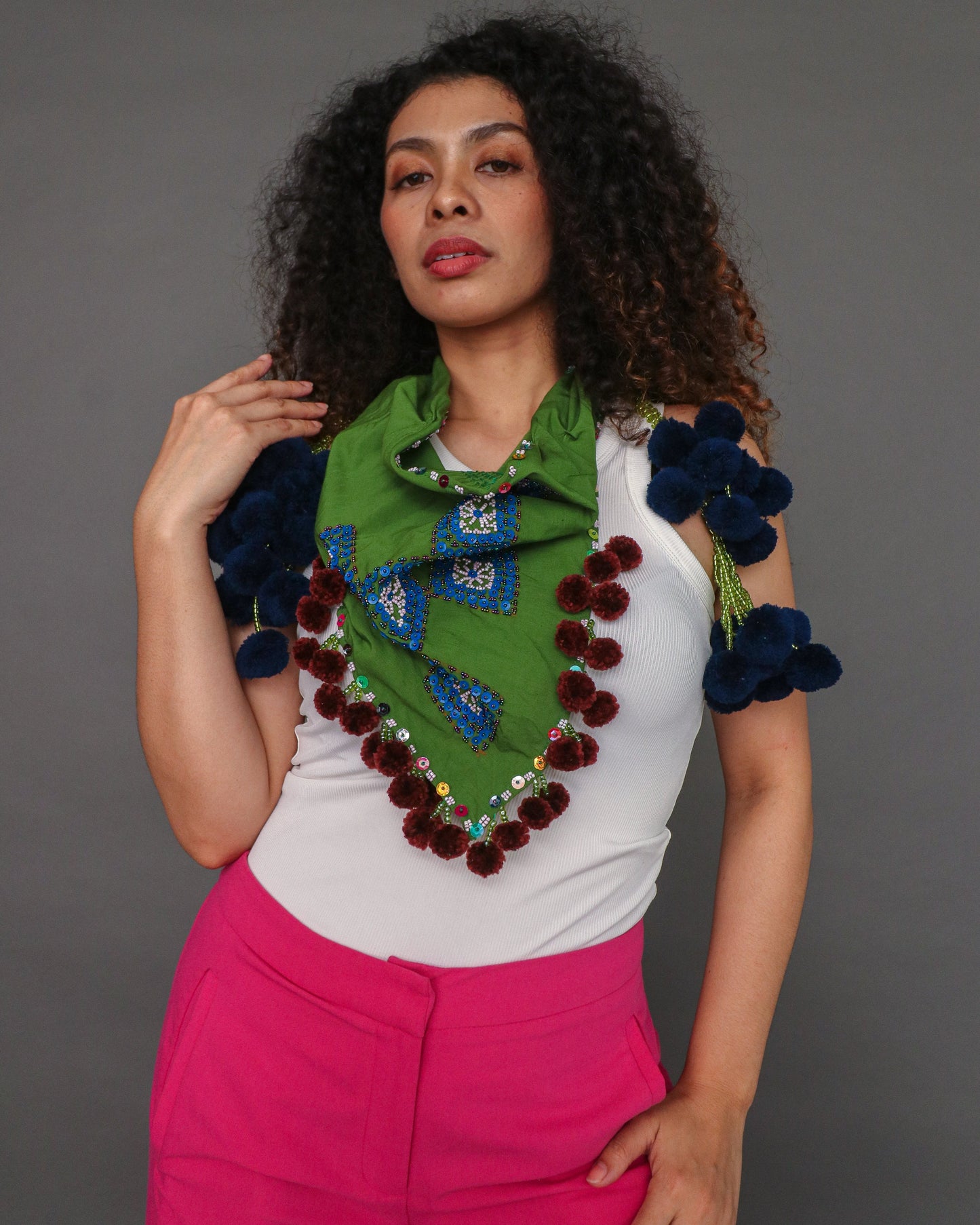 Tangkulo Scarf of Bagobo in Digos in Green & Brown