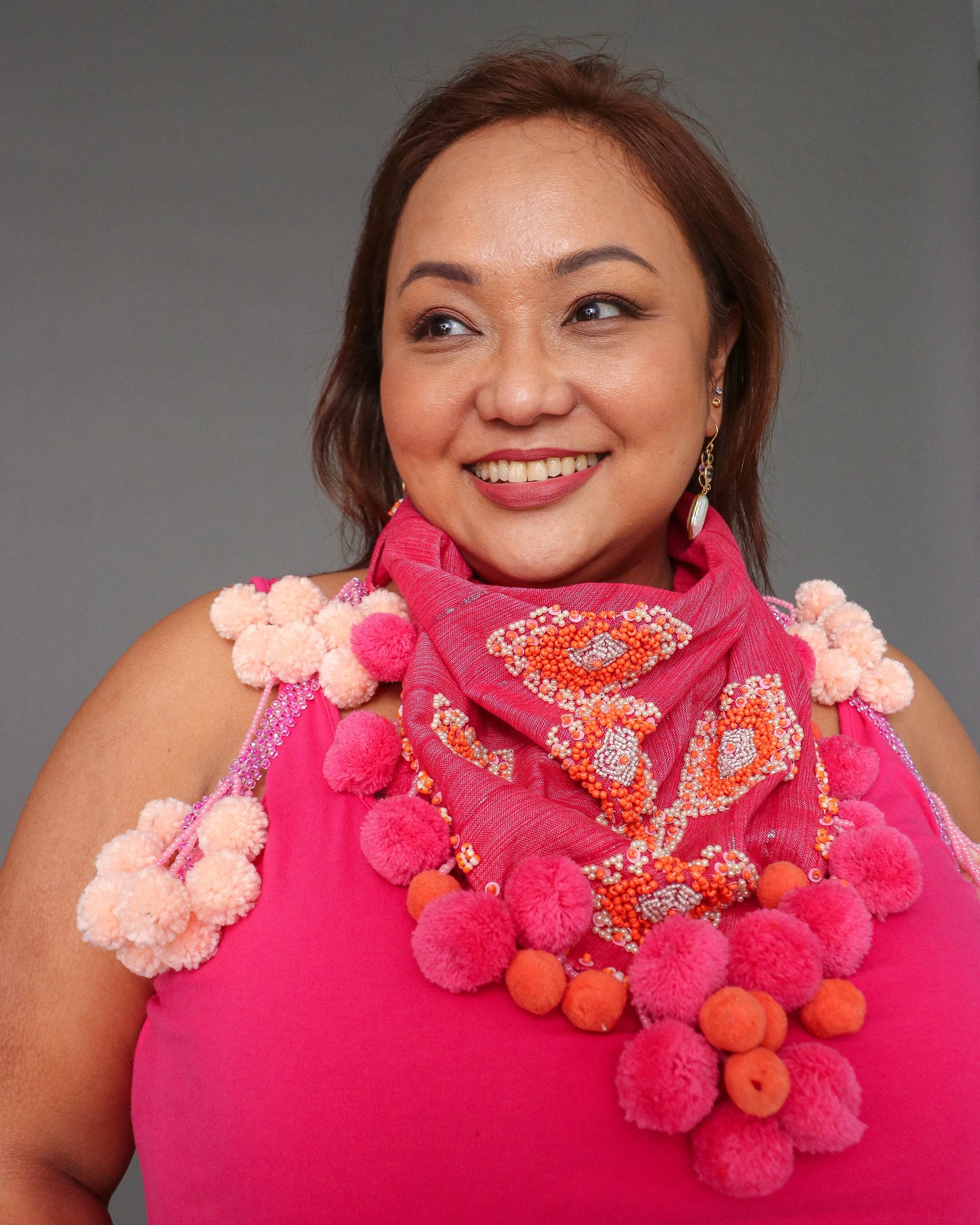 Tangkulo Scarf of Bagobo in Digos in Pink Inaul