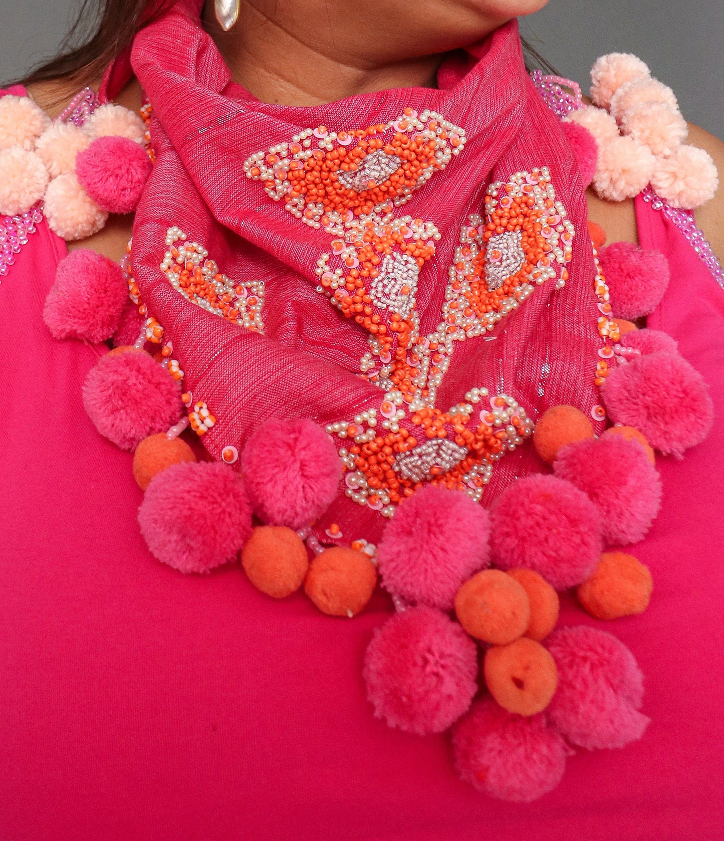Tangkulo Scarf of Bagobo in Digos in Pink Inaul