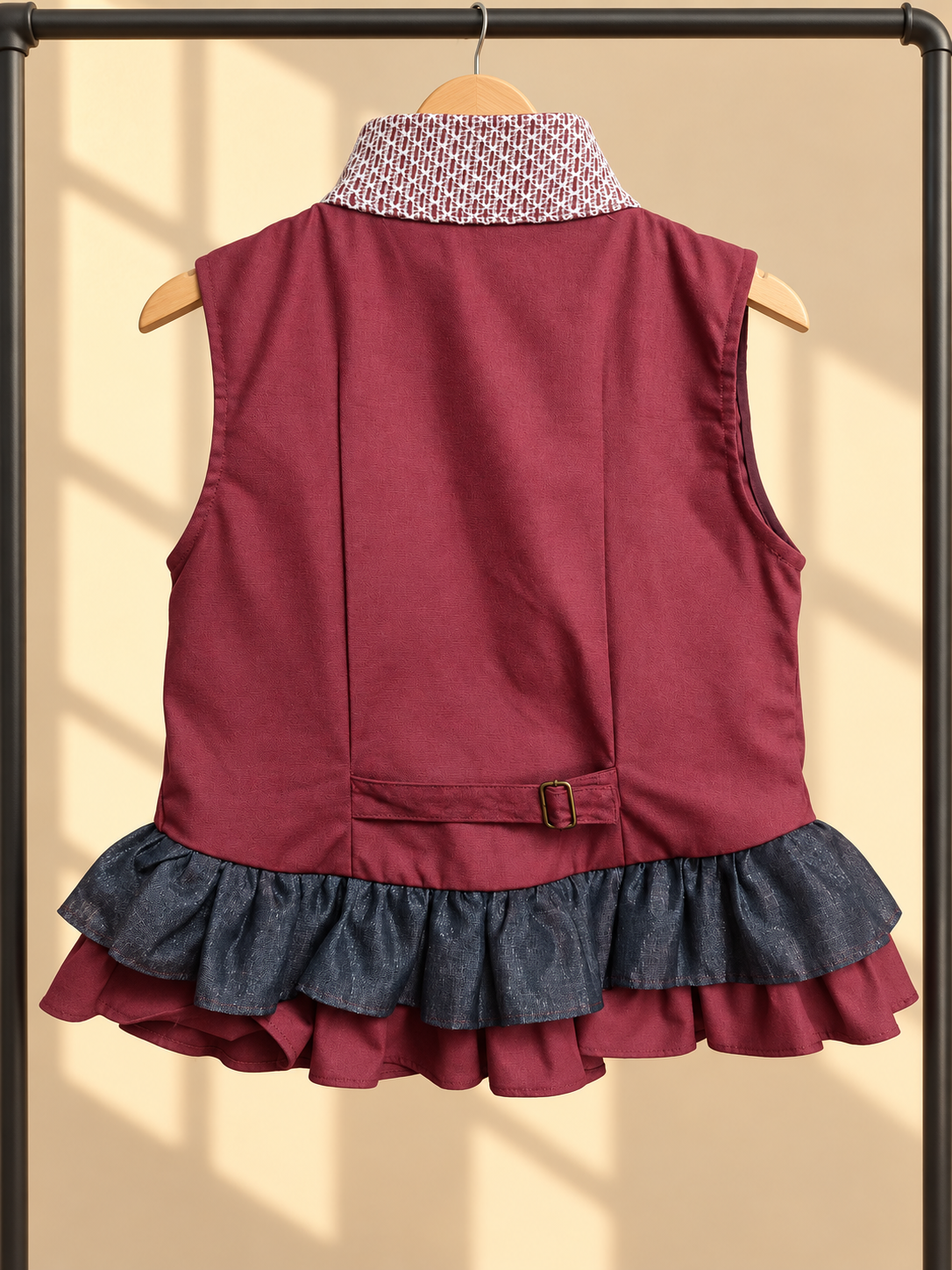 LAGABLAB HALTER TOP IN MAROON WITH RARE SUKSUK BARONG