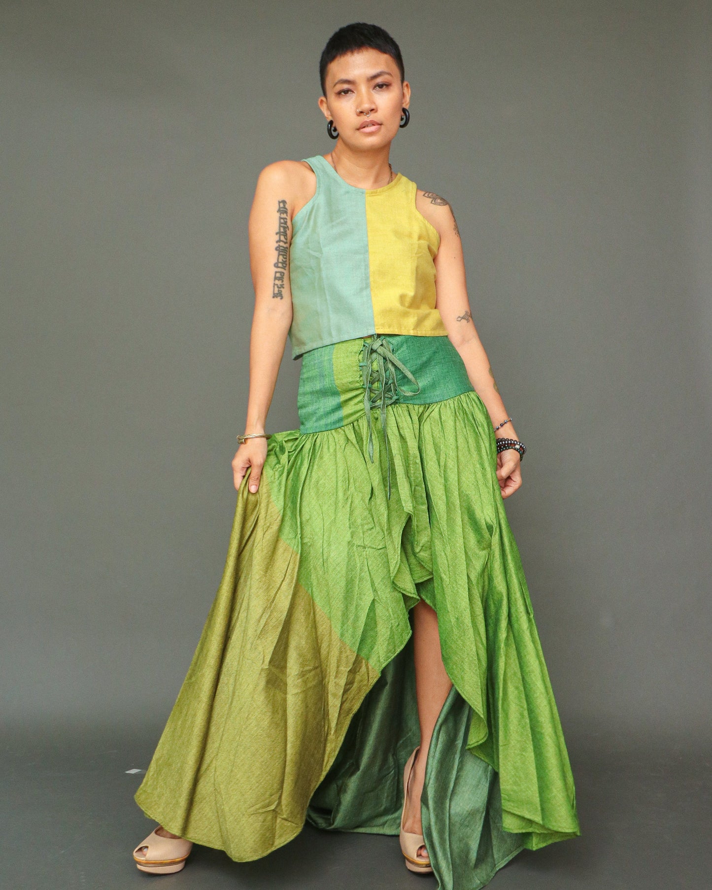 May Nanalo Na Coords Dress in Contemporary Negros Weave in Yellow
