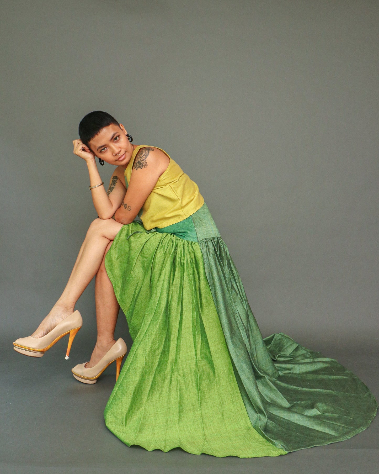 May Nanalo Na Coords Dress in Contemporary Negros Weave in Yellow