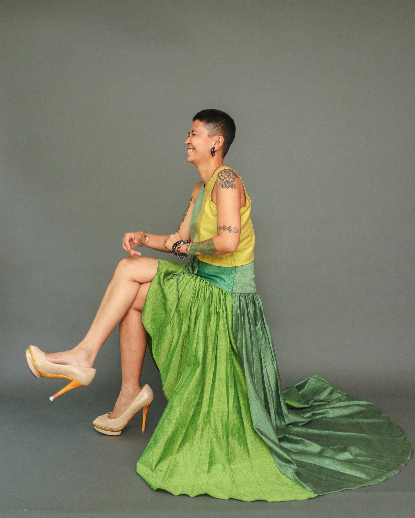 May Nanalo Na Coords Dress in Contemporary Negros Weave in Yellow