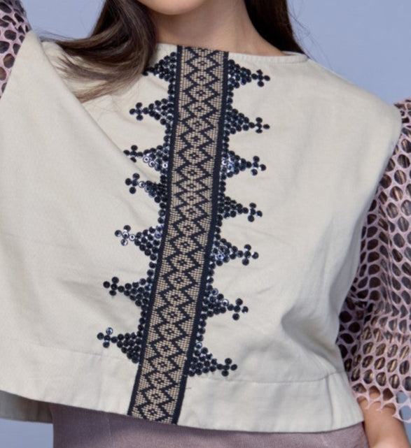 Ka Gwapa Reversible Top with Langkit of Marawi in Brown Black