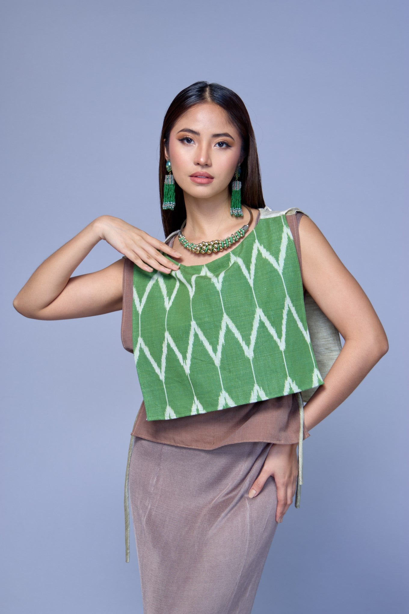 Soberanya Two Sided Bib in Cotton Piña and Cotton T'nalak