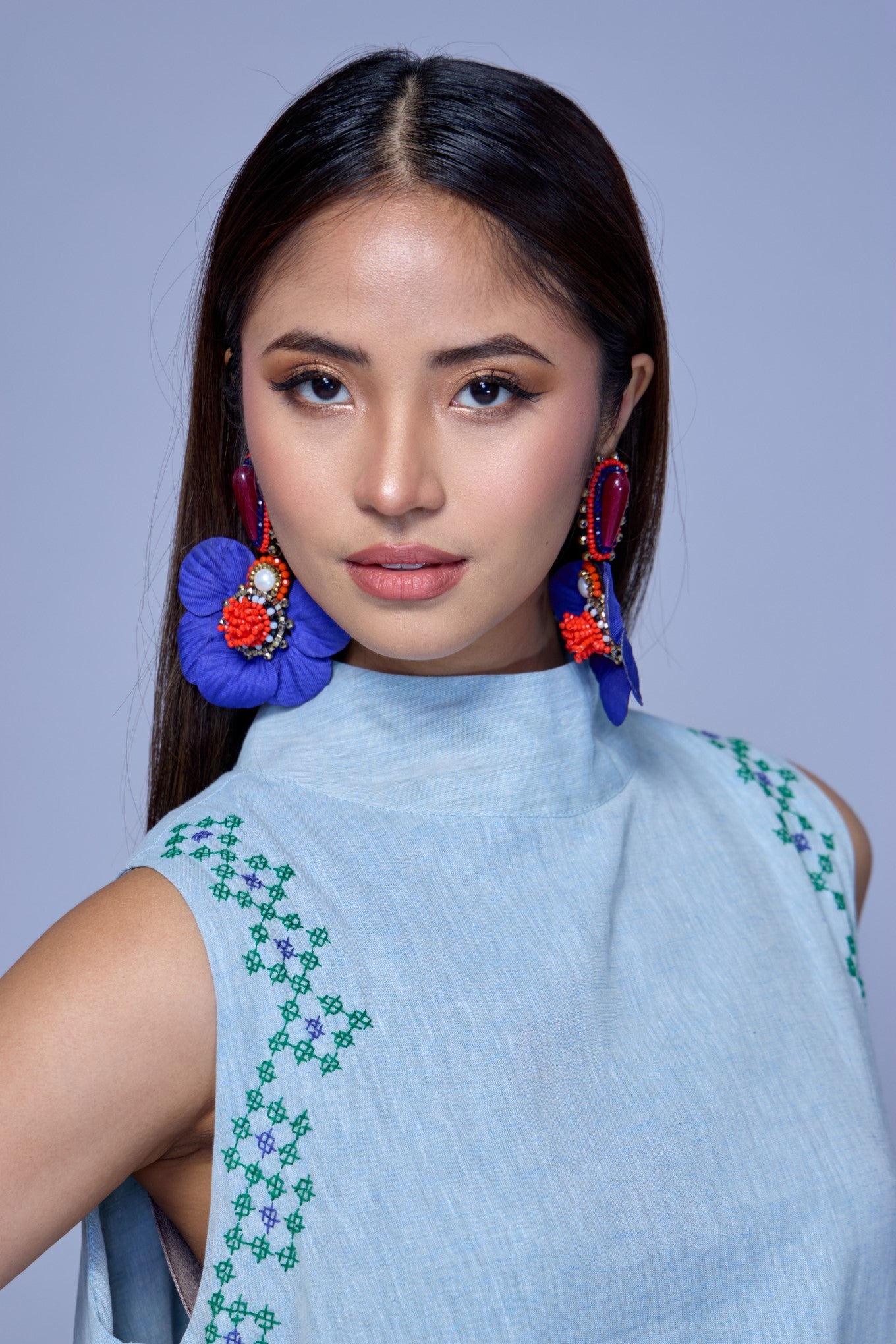 Bakasyonista Long Dress with Slit and Tboli Embroidery