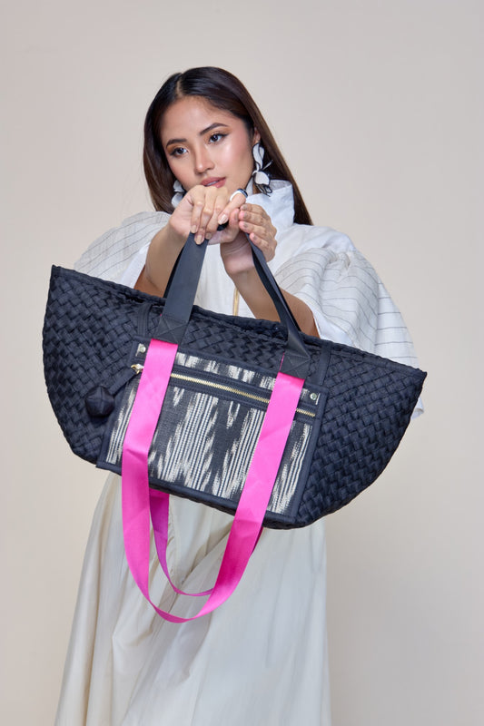Manila Bag Black with Pink Strap and T'nalak