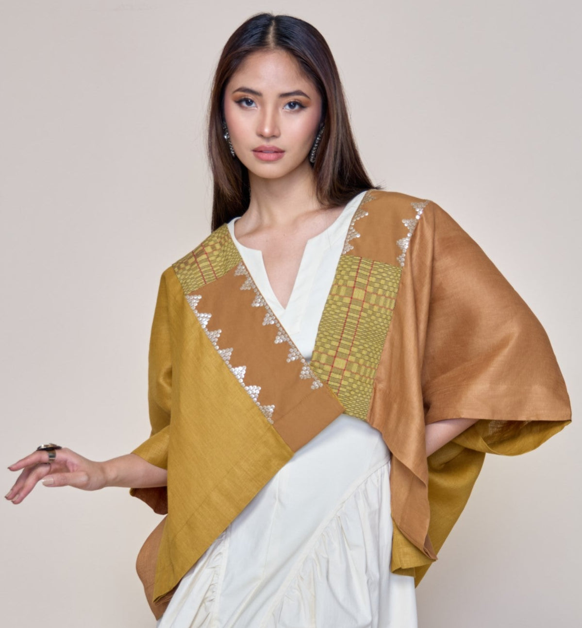 Heritage Poncho Brown with Mustard Binakol