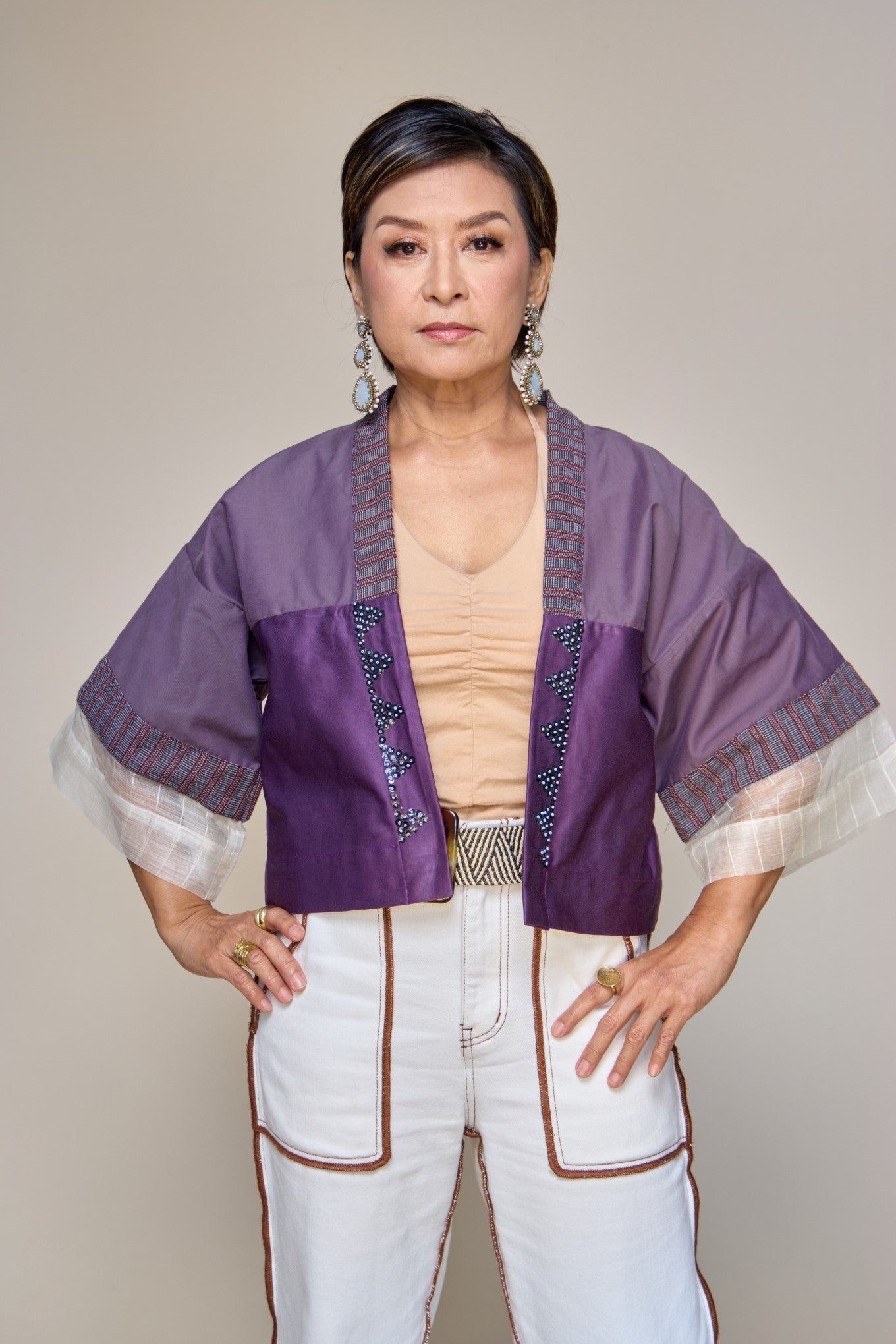 Deep Burgundy Barong Kimono with Hand Embroidery