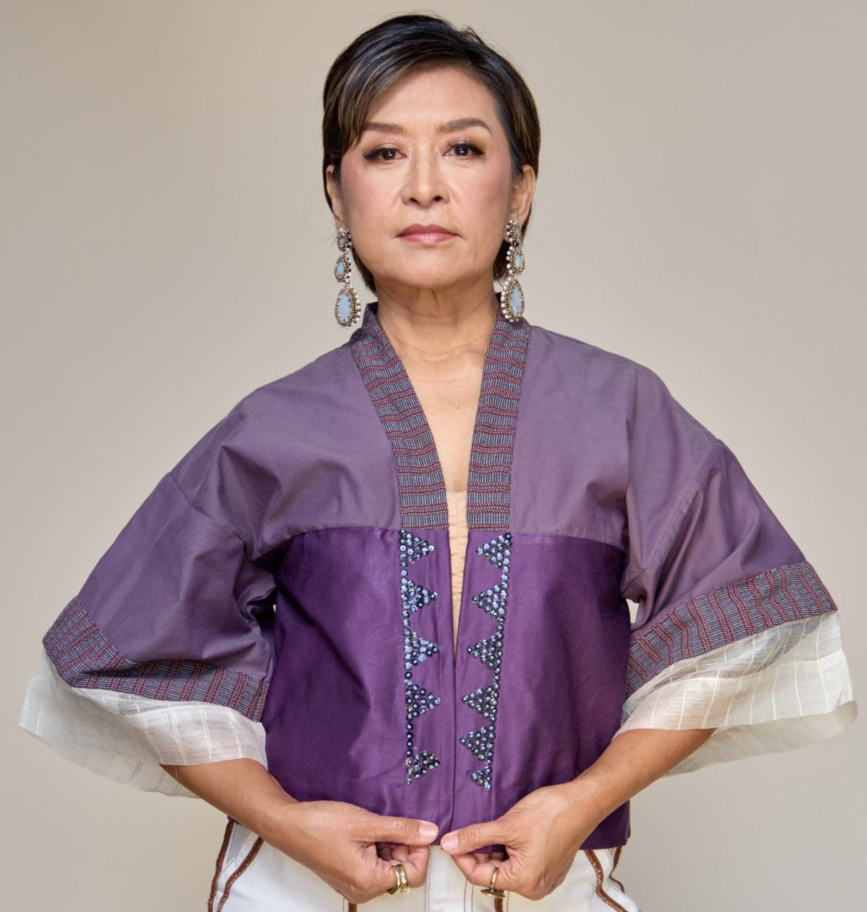 Deep Burgundy Barong Kimono with Hand Embroidery