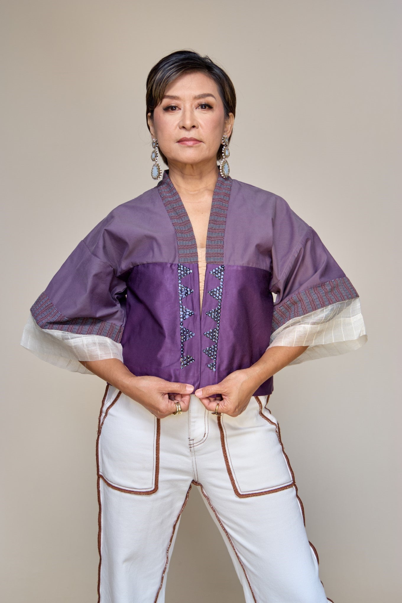 Deep Burgundy Barong Kimono with Hand Embroidery