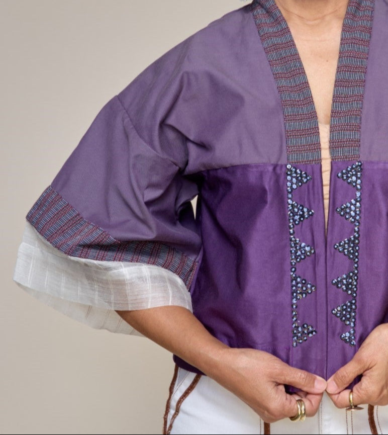 Deep Burgundy Barong Kimono with Hand Embroidery