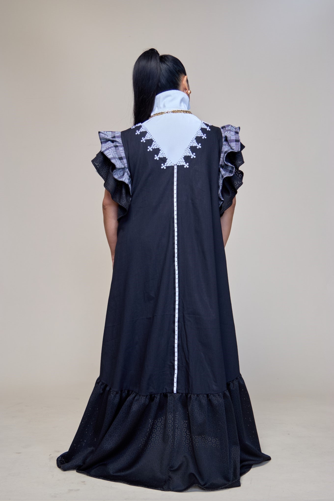 Masayahin Balloon Black Dress with Fluffy Local Weaves