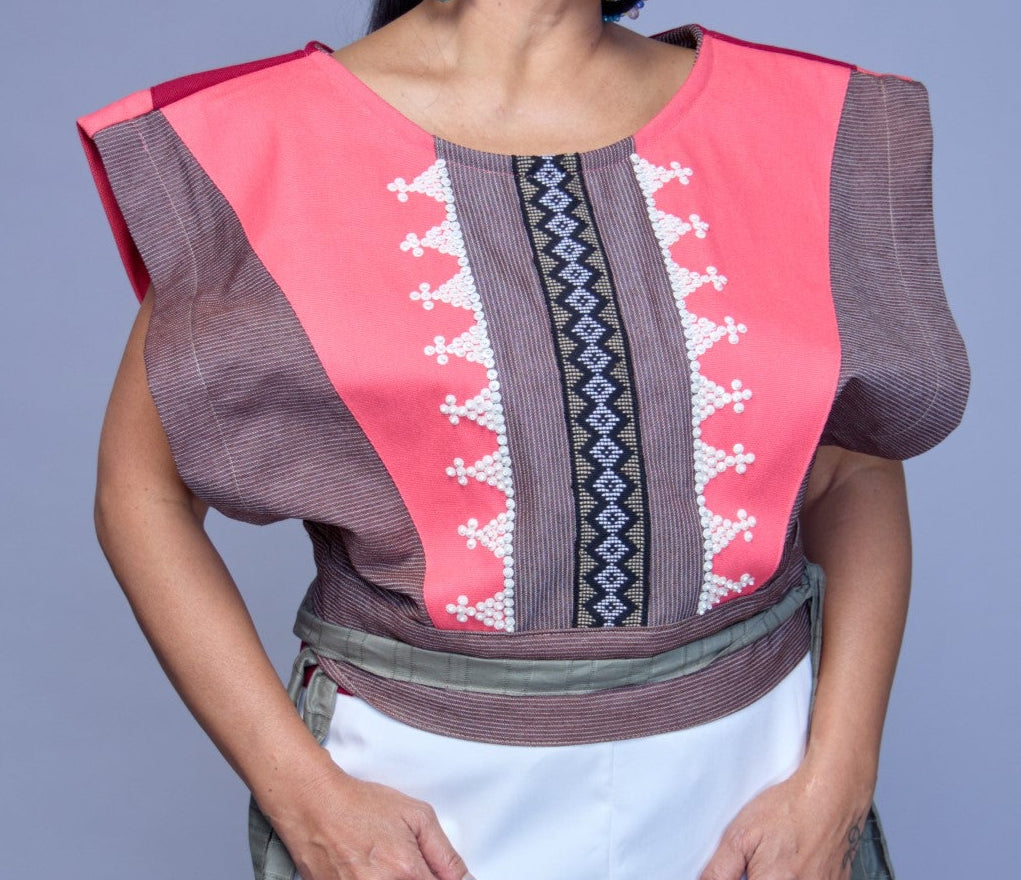 Denim Brown Ninja Reversible Top with Langkit of Marawi