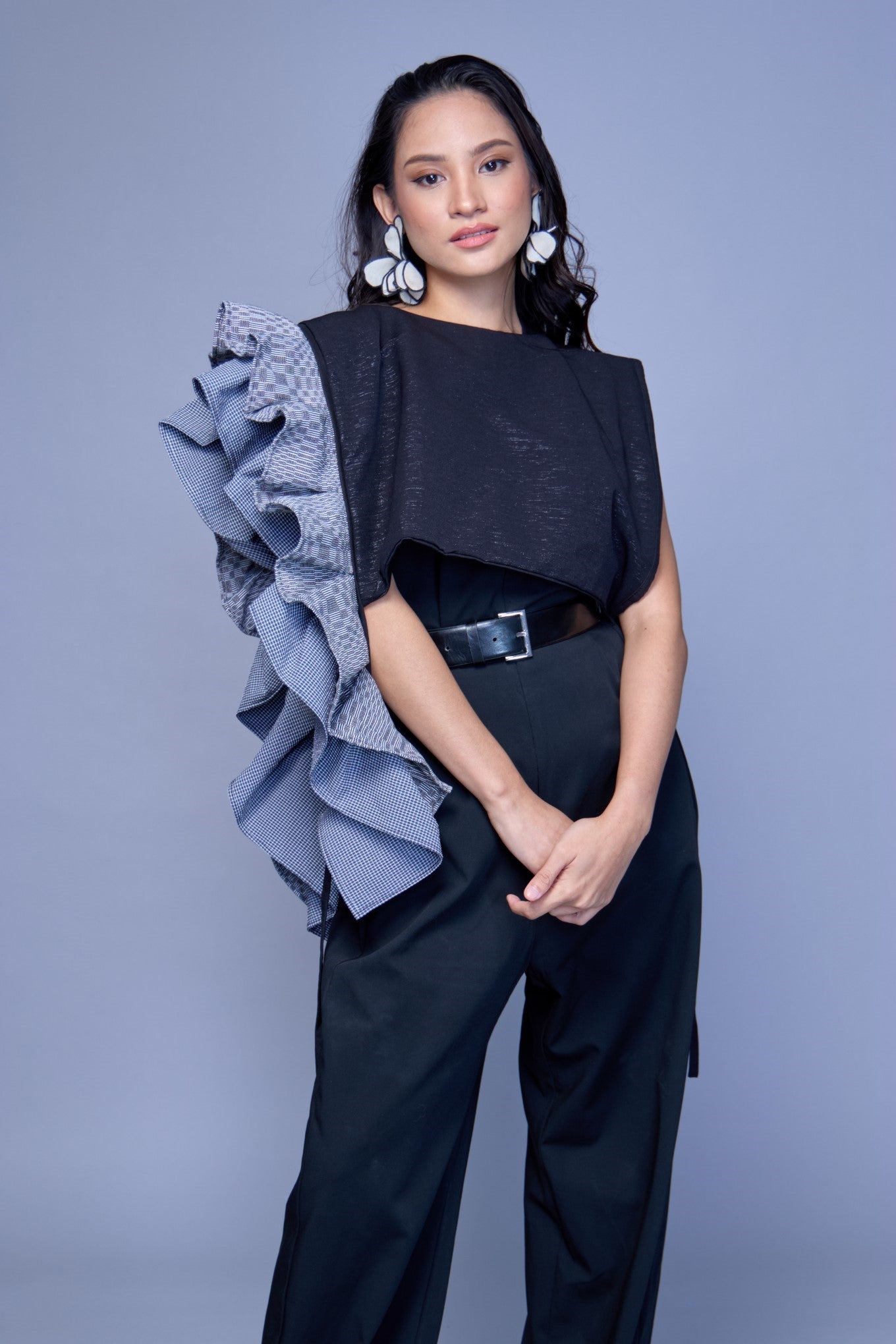 Black Fringe Bib in Binakol Weave