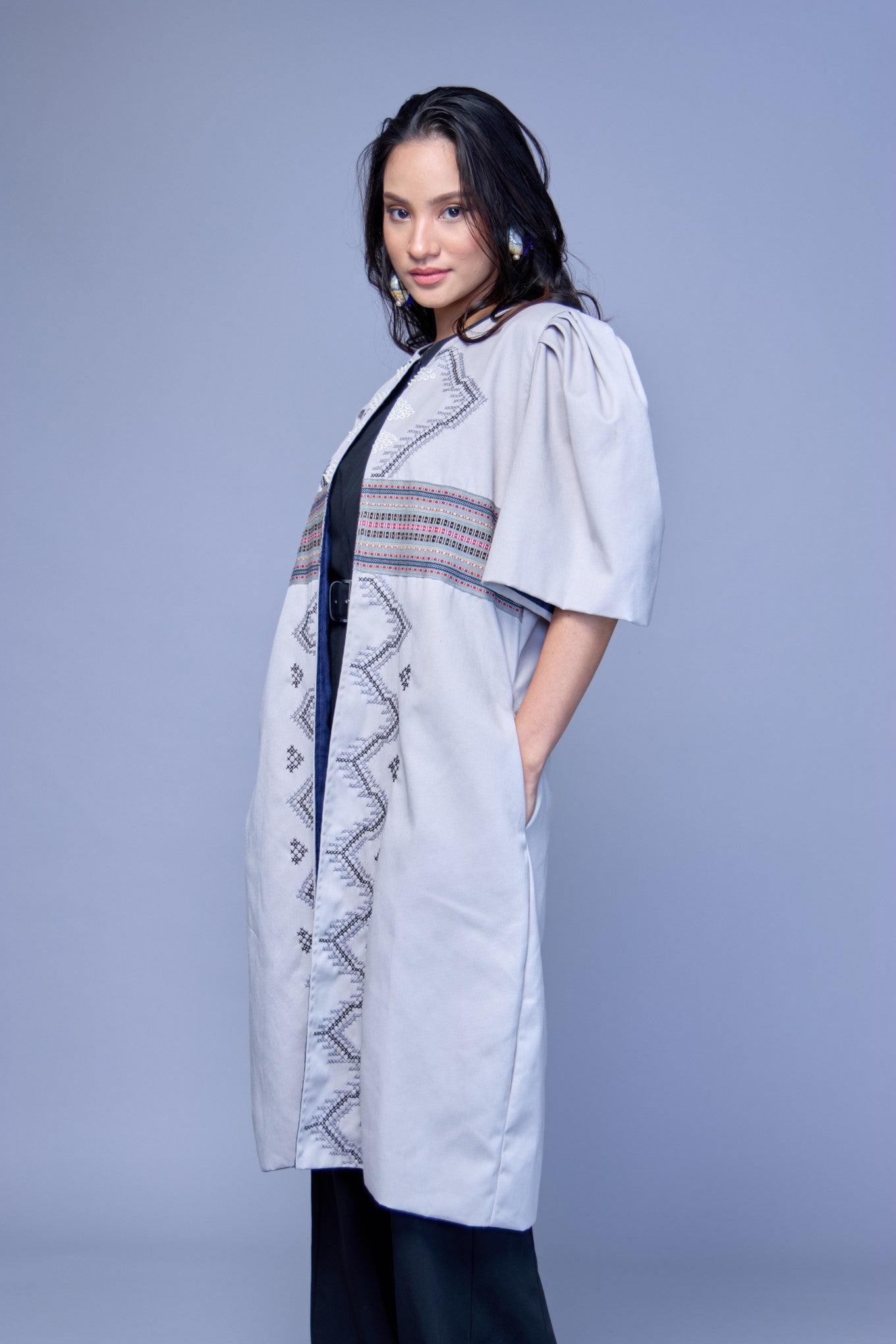Vp Leni Trench Cover Up with Nesif Embroidery