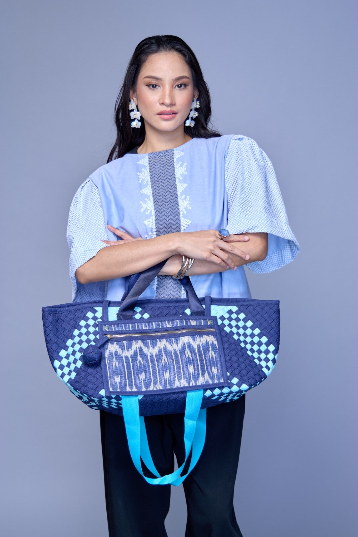 Manila Bag in Blue: Handwoven Handmade Tote Bag