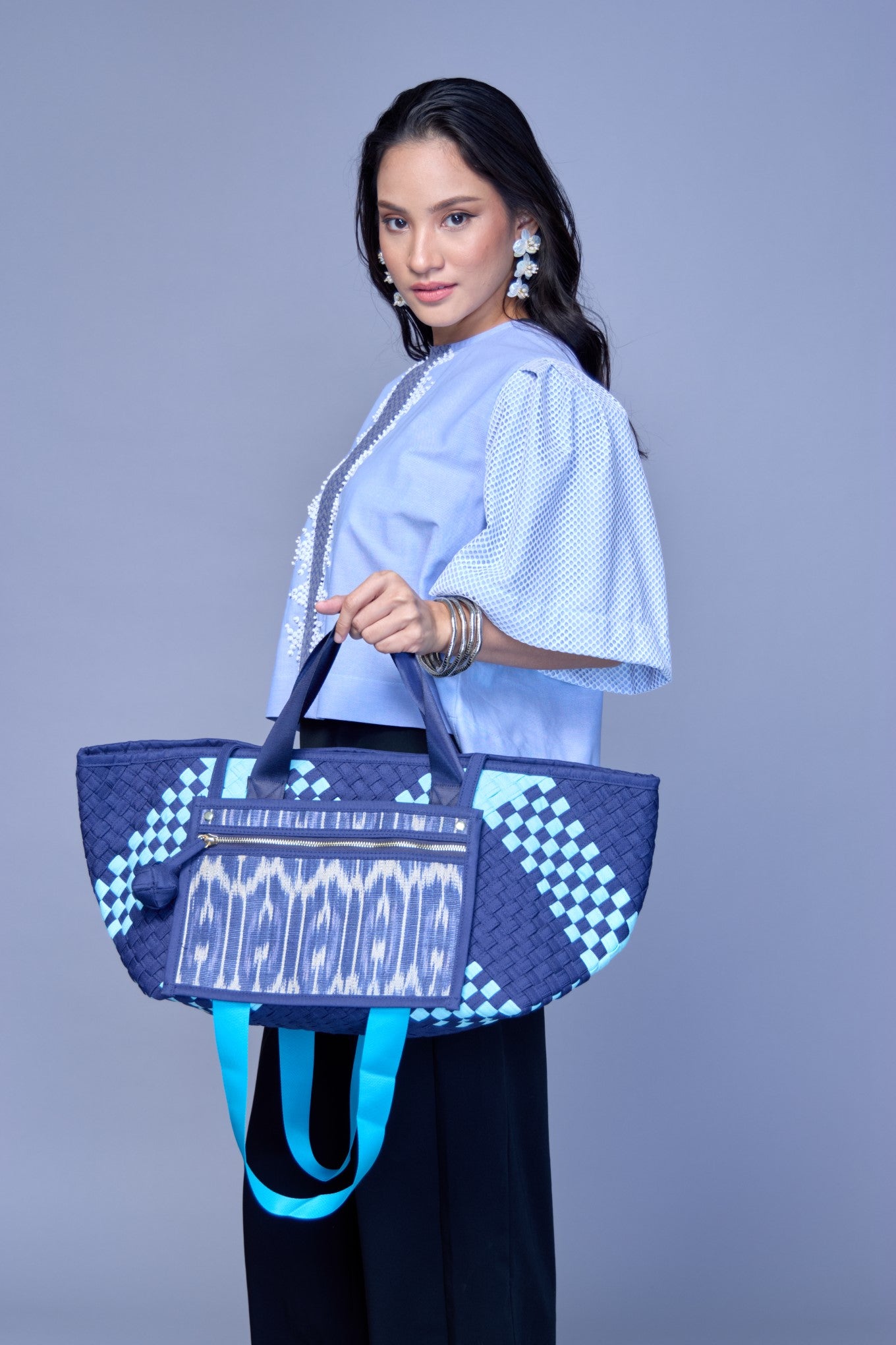 Manila Bag in Blue: Handwoven Handmade Tote Bag