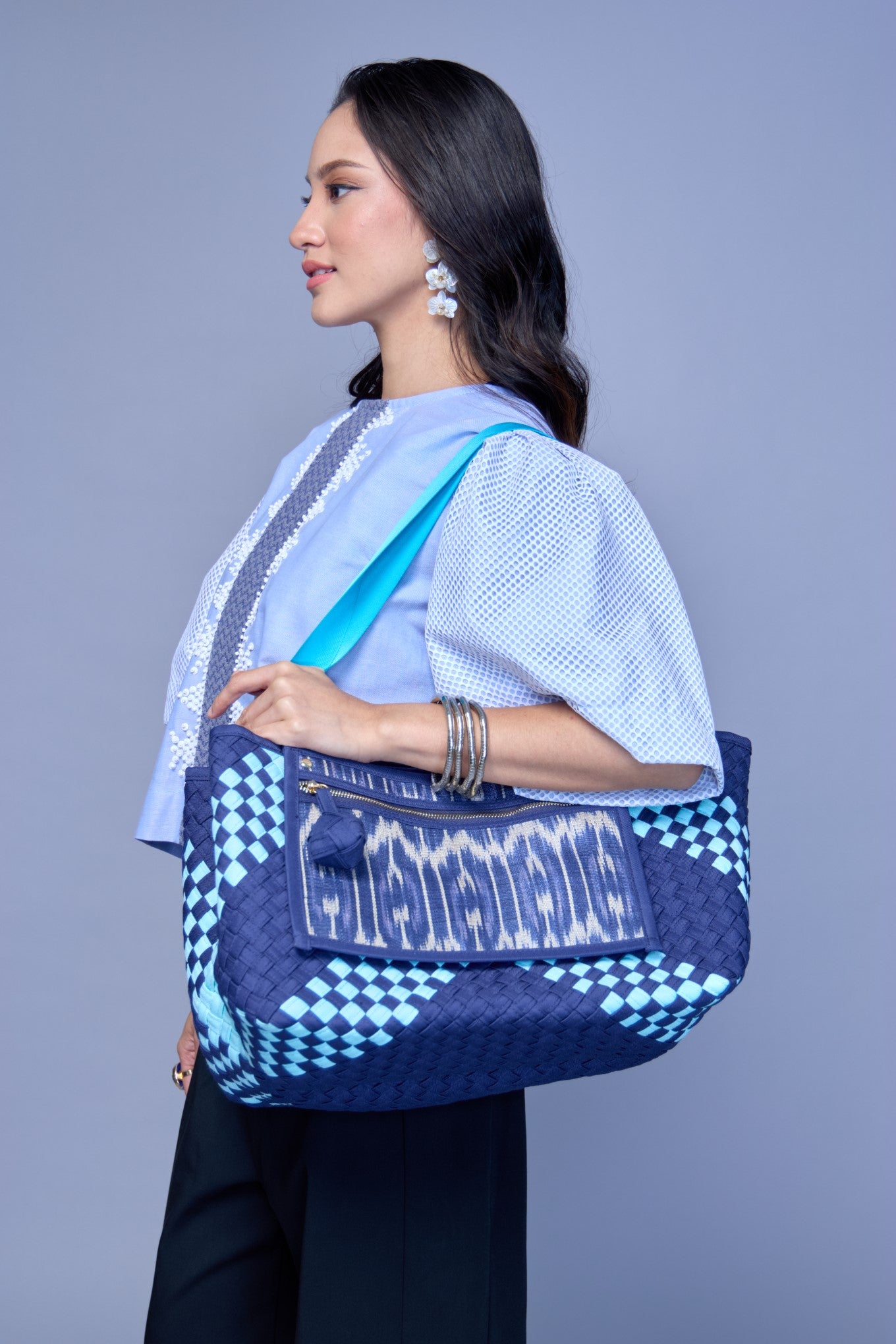 Manila Bag in Blue: Handwoven Handmade Tote Bag