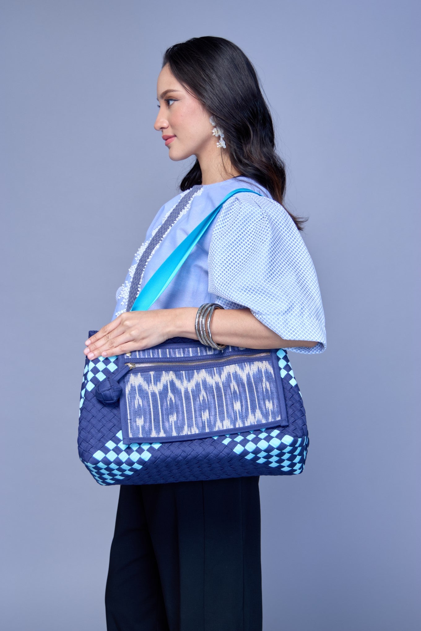 Manila Bag in Blue: Handwoven Handmade Tote Bag