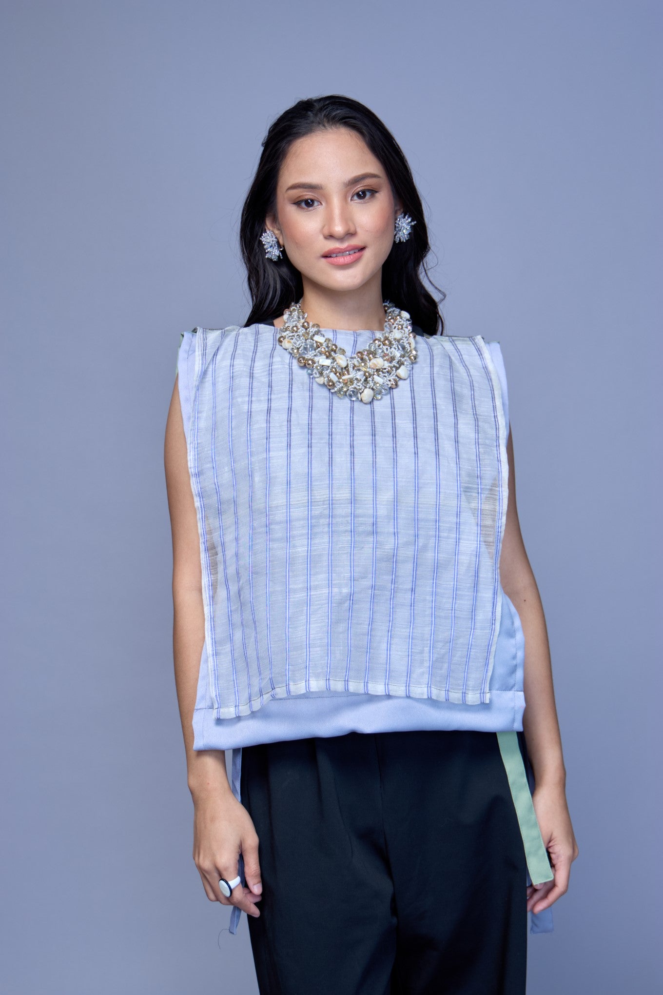 Asul at Berde Philippine Silk and Barong Reversible Bib