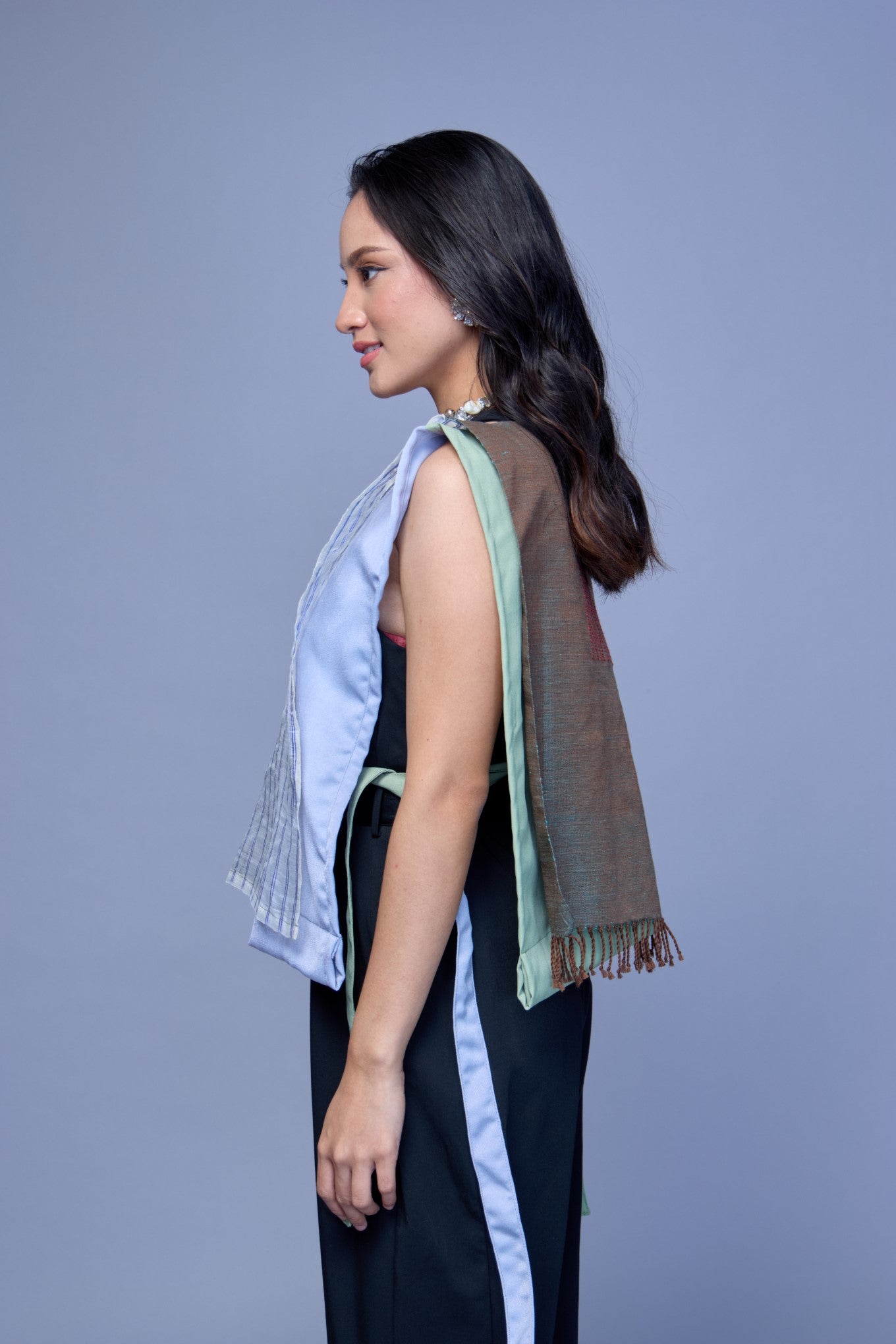Asul at Berde Philippine Silk and Barong Reversible Bib