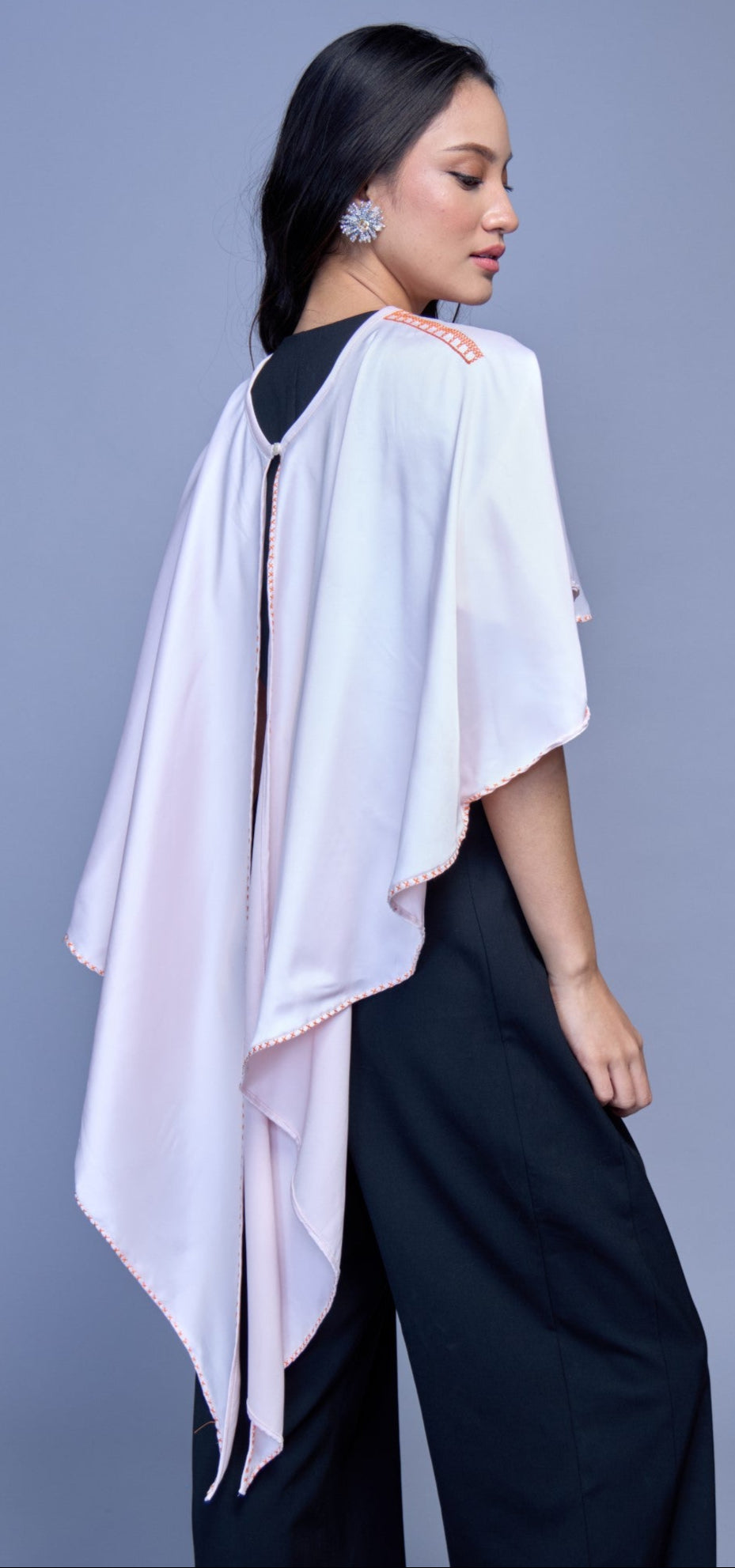 Agaw Pansin Cape in Charmuse Pink With Nesif Embroidery