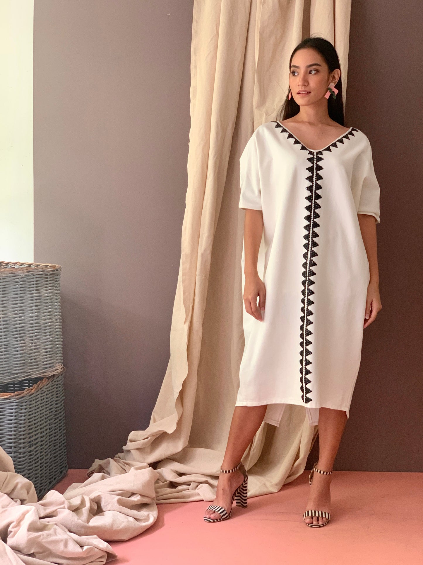All Day Comfy Linen Dress in White