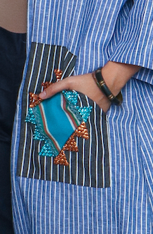 Magaan Kasama Long Stripes Linen Cover Up in Blue