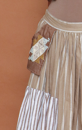 Manila Skirt in Brown Stripes Linen with Yakan Pockets