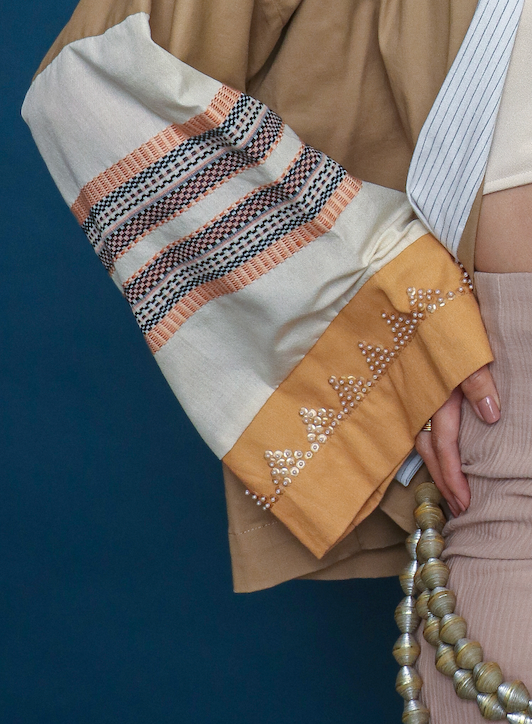 Gabing Mapayapa Kimono Poncho in Mustard Cream with Rare Negros Weave