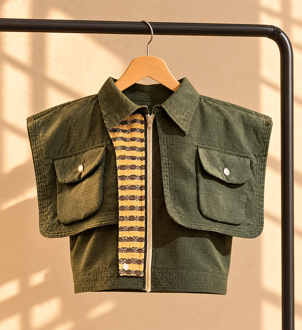LAGING HANDA SQUARE JACKET IN GREEN WITH MUSTARD BINAKOL