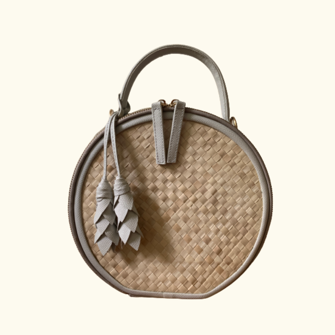 Luna Round Pandan Bag in Grey