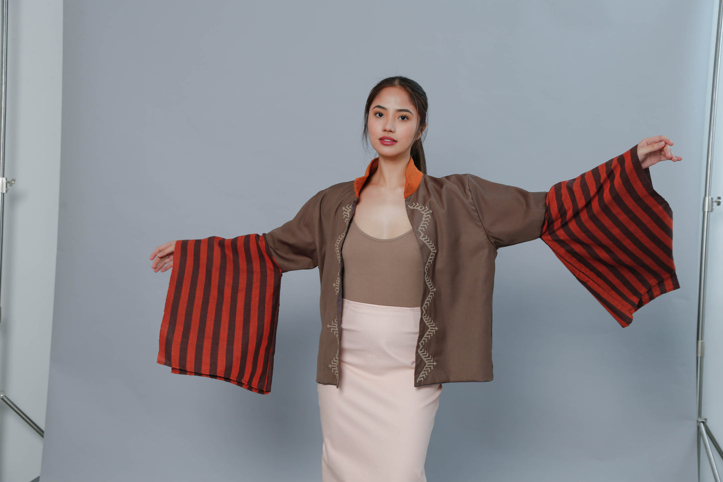 Lupang Hinirang Poncho in Kantarines Weave with T'boli Hand Embroidery