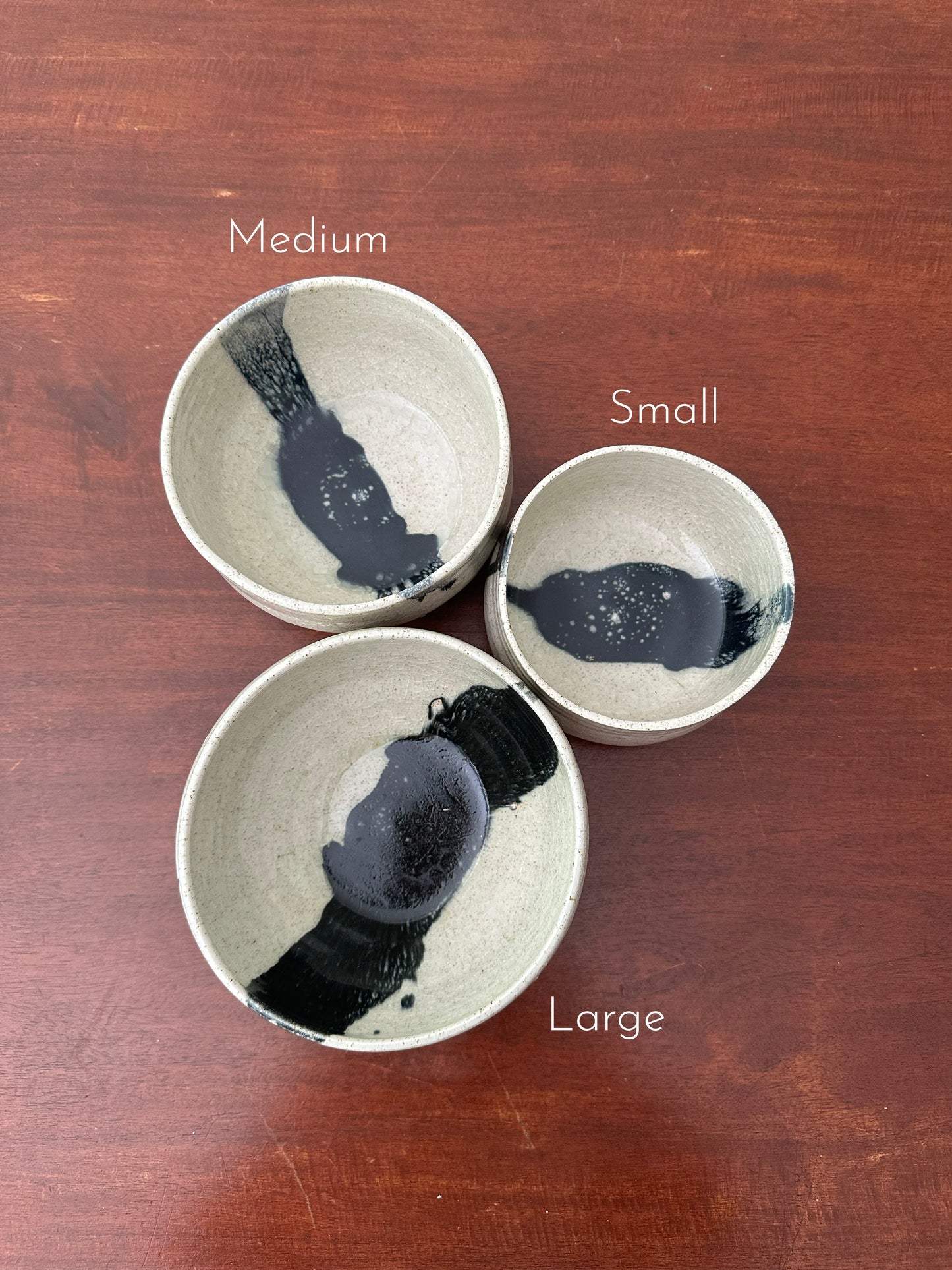 Hand Molded Stoneware Soup Bowl with Black Drip