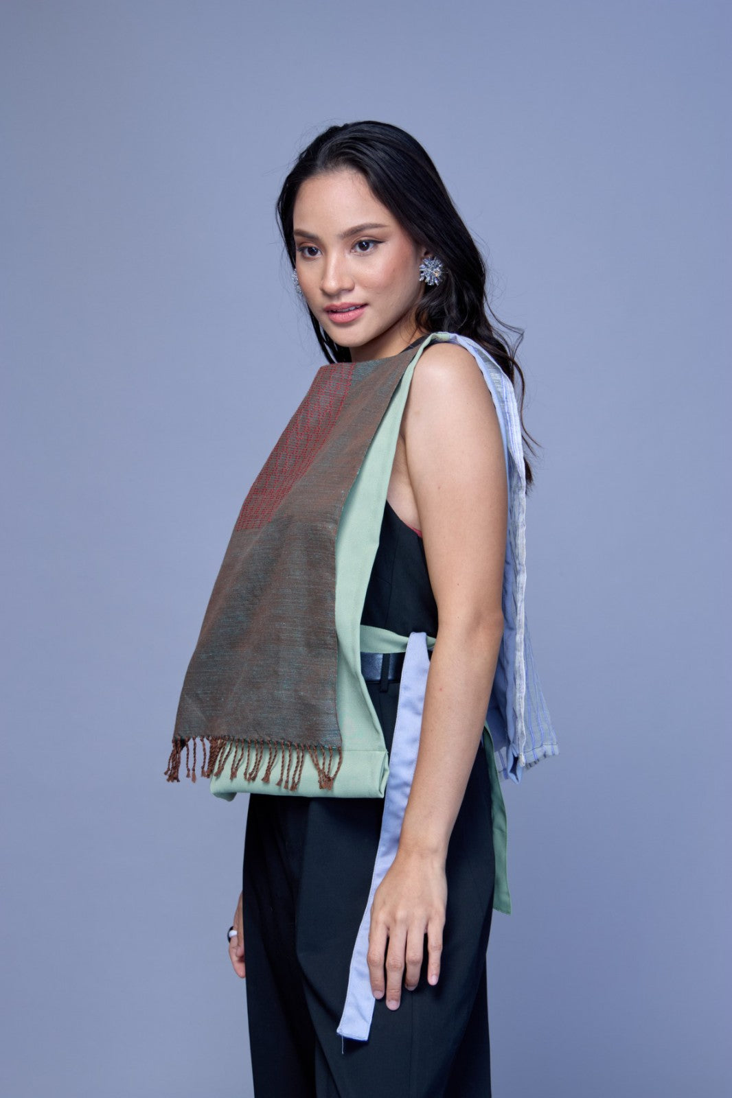 Asul at Berde Philippine Silk and Barong Reversible Bib
